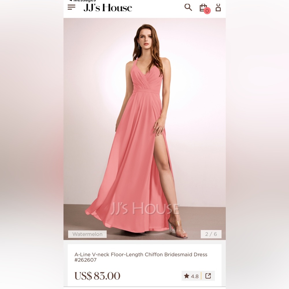 JJs House bridesmaid dress size 2 watermelon